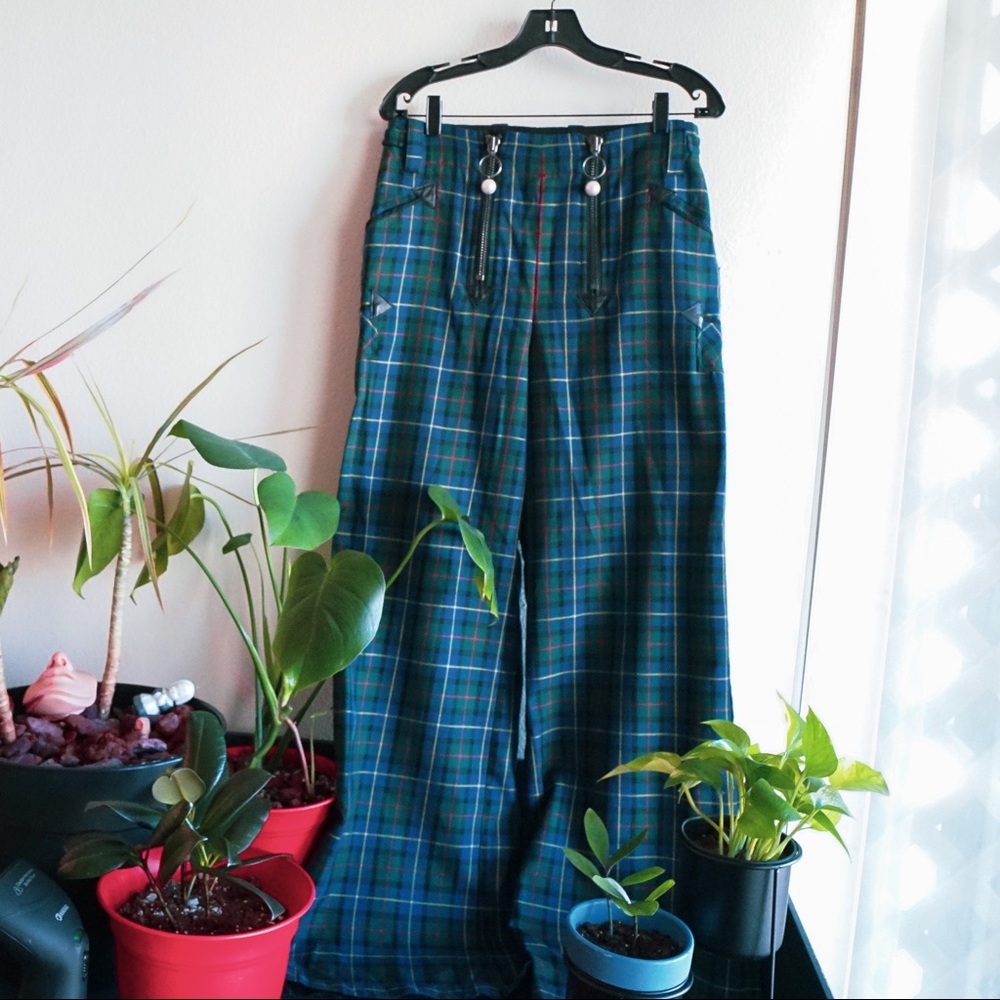 OPENING CEREMONY • PLAID HIGH WAISTED PEARL PANTS